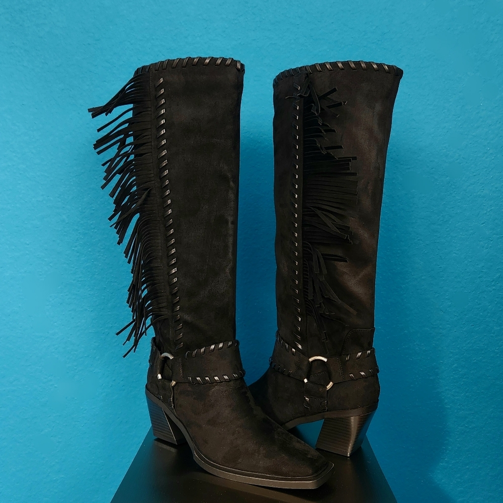 🆕️🤠🐎 (NEW!) ASOS Design Cristina Fringed Faux Suede Western Boot // (NWOT)